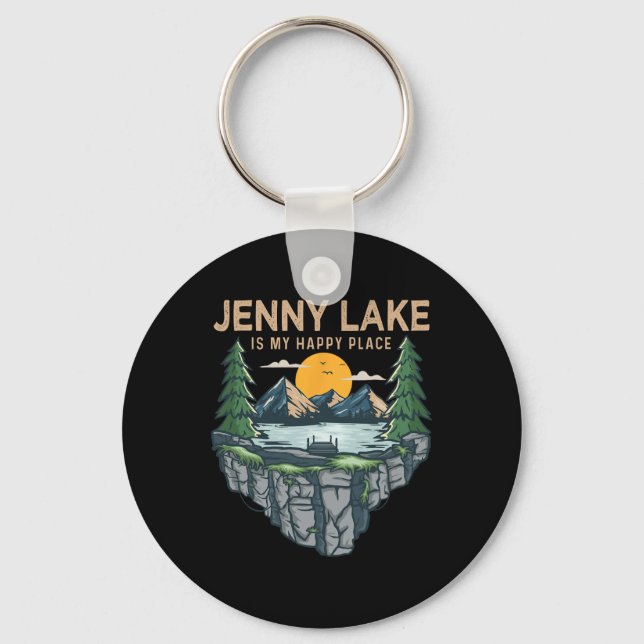Fishing Boating Camping - My Happy Place Jenny Lak Key Ring (Front)