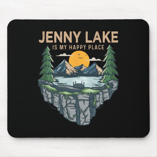Fishing Boating Camping - My Happy Place Jenny Lak Mouse Pad (Front)