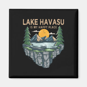 Fishing Boating Camping - My Happy Place Lake Hava Magnet
