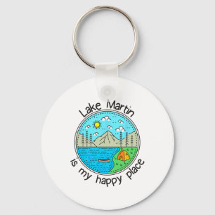 Fishing Boating Camping - My Happy Place Lake Mart Key Ring