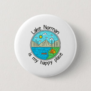 Fishing Boating Camping - My Happy Place Lake Norm 6 Cm Round Badge