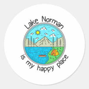 Fishing Boating Camping - My Happy Place Lake Norm Classic Round Sticker