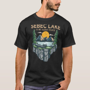 Fishing Boating Camping My Happy Place Sebec Lake T-Shirt