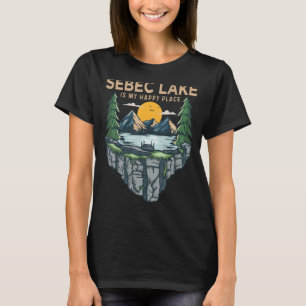 Fishing Boating Camping My Happy Place Sebec Lake T-Shirt