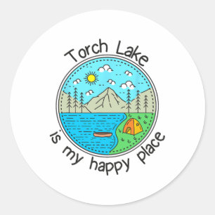 Fishing Boating Camping - My Happy Place Torch Lak Classic Round Sticker