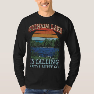 Fishing Boating Camping Retro Lake Vacation Grenad T-Shirt