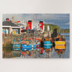 Fishing boats and ferry, Oban, Scotland Jigsaw Puzzle