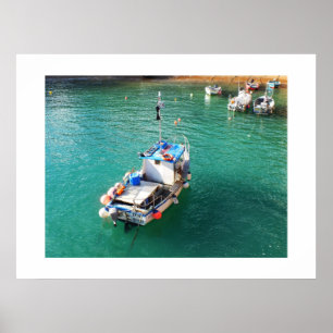 Fishing boats at high tide poster