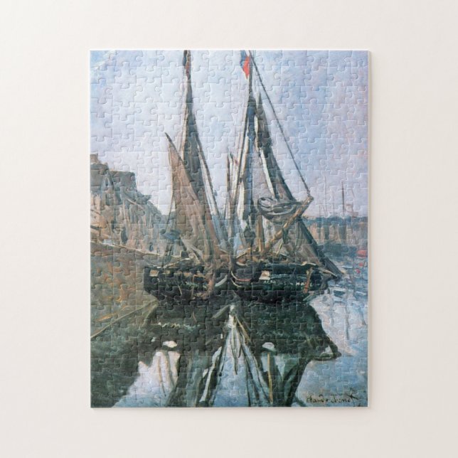 Fishing Boats at Honfleur 1868 Monet Fine Art Jigsaw Puzzle (Vertical)