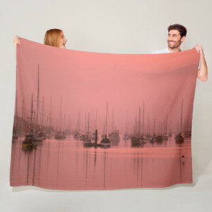 FISHING BOATS at SUN RISE Fleece Blanket