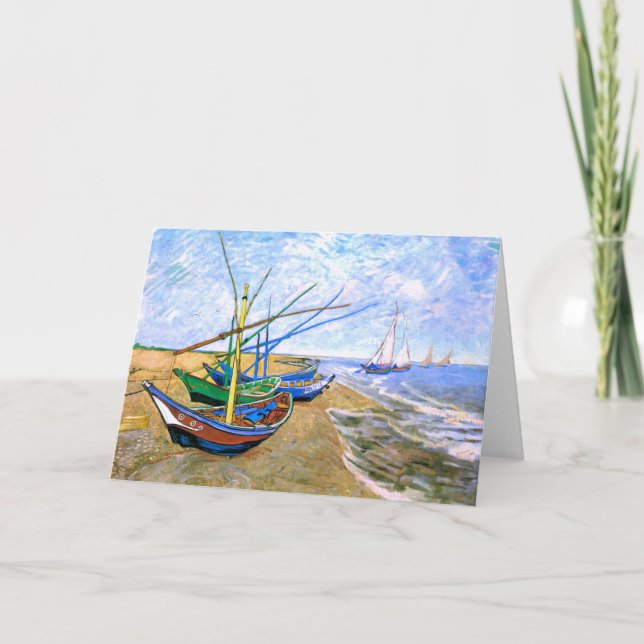 Fishing Boats Beach Saintes-Maries Van Gogh Fine Card (Front)