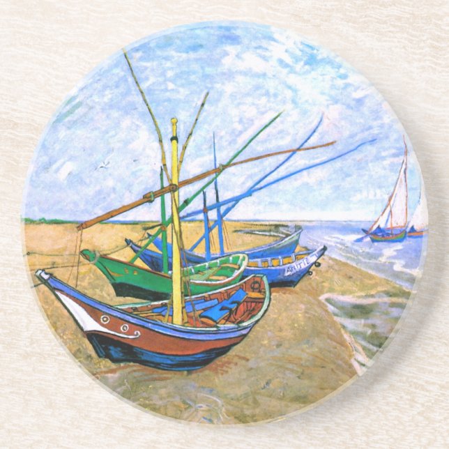 Fishing Boats Beach Saintes-Maries Van Gogh Fine Coaster (Front)