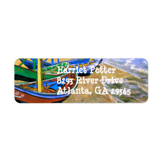 Fishing Boats Beach Saintes-Maries Van Gogh Fine Return Address Label