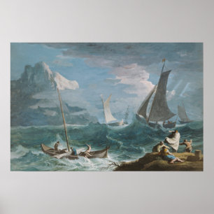Fishing Boats in a Storm Poster