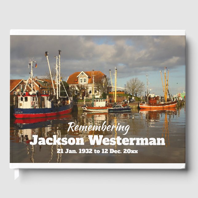 Fishing Boats in Harbour Memorial  Guest Book (Front)