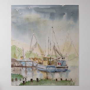 Fishing Boats In Rye Harbour East Sussex England Poster