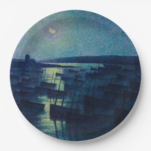 Fishing Boats in the Moonlight (Camaret, France) Paper Plate