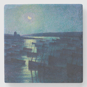 Fishing Boats in the Moonlight (Camaret, France) Stone Coaster