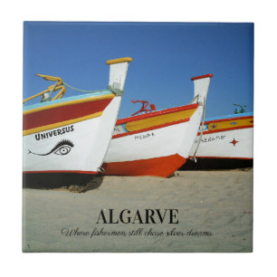 Fishing Boats on Algarve's Beach Photo Ceramic Tile