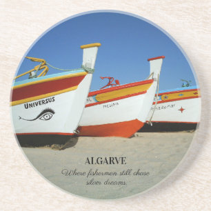 Fishing Boats on Algarve's Beach Photo Coaster