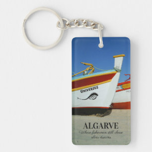 Fishing Boats on Algarve's Beach Photo Key Ring