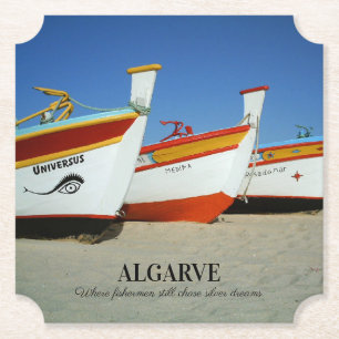 Fishing Boats on Algarve's Beach Photo Paper Coaster