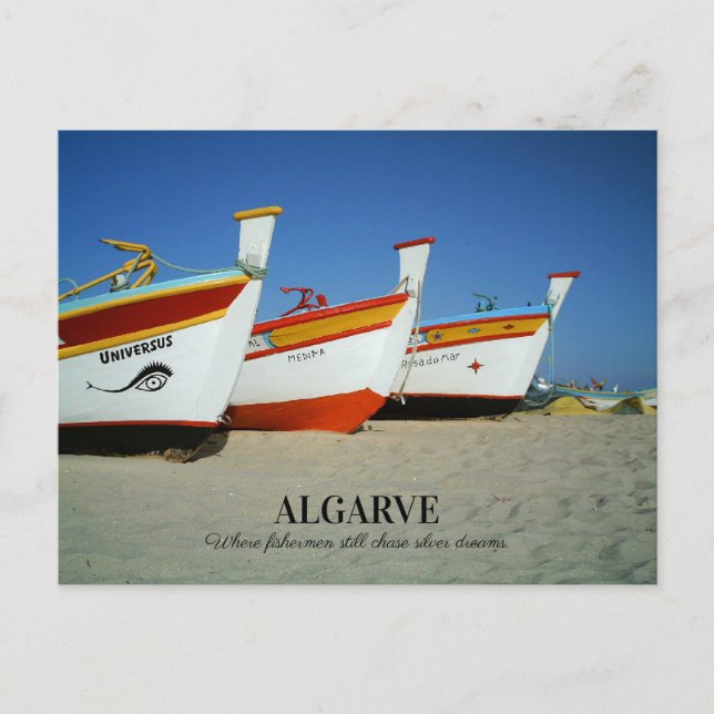 Fishing Boats on Algarve's Beach Photo Postcard (Front)