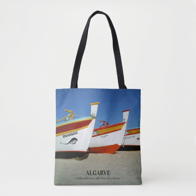 Fishing Boats on Algarve's Beach Photo Tote Bag (Front)