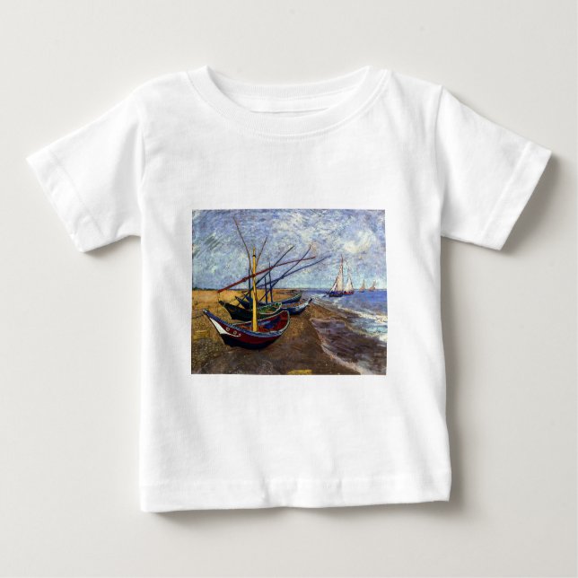 Fishing Boats on Beach Baby T-Shirt (Front)