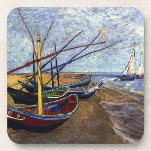 Fishing Boats on Beach Coaster