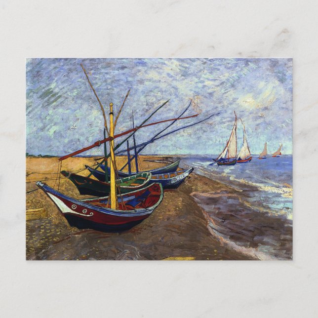 Fishing Boats on Beach Holiday Postcard (Front)