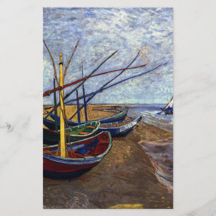Fishing Boats on Beach Stationery