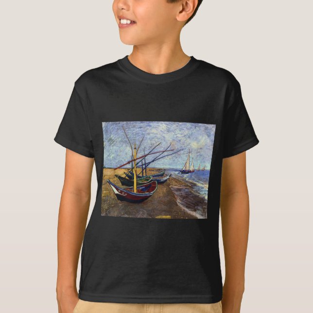 Fishing Boats on Beach T-Shirt (Front)