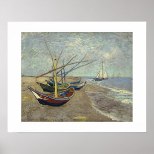 Fishing Boats on the Beach at Saintes-Maries -1888 Poster