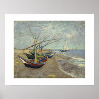Fishing Boats on the Beach at Saintes-Maries -1888 Poster