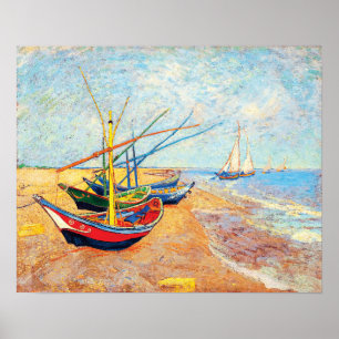 Fishing Boats on the Beach at Saintes-Maries Poster