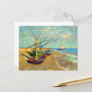 Fishing Boats on the Beach by Vincent van Gogh Holiday Postcard