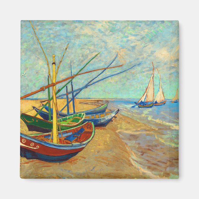 Fishing Boats on the Beach by Vincent van Gogh Magnet (Front)