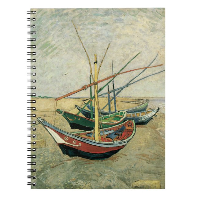 Fishing Boats on the Beach by Vincent van Gogh Notebook (Front)