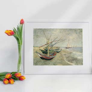 Fishing Boats on the Beach by Vincent van Gogh Poster