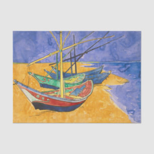 Fishing Boats on the Beach by Vincent Van Gogh Tissue Paper