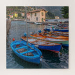 Fishing Boats on the Lake in Riva del Garda Italy Jigsaw Puzzle<br><div class="desc">This scenic jigsaw puzzle features colourful fishing boats on the lake at Riva del Garda in Italy #boats #fishing #fishingboats #lake #water #landscape #jigsaw #puzzle #jigsawpuzzle #gifts #fun #stockingstuffers #games #nature</div>