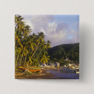 Fishing boats, Soufriere, St Lucia, Caribbean 15 Cm Square Badge