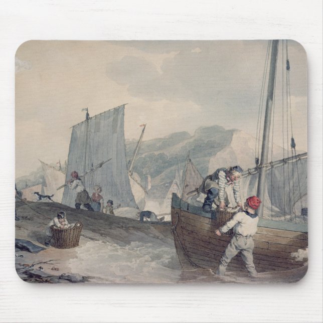 Fishing Boats Unloading Mouse Pad (Front)