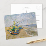 Fishing Boats | Vincent van Gogh Postcard<br><div class="desc">Fishing Boats on the Beach at Saintes-Maries (1888) by Dutch post-impressionist artist Vincent Van Gogh. Original artwork is an oil on canvas seascape painting depicting several fishing boats on the ocean shore.

Use the design tools to add custom text or personalise the image.</div>