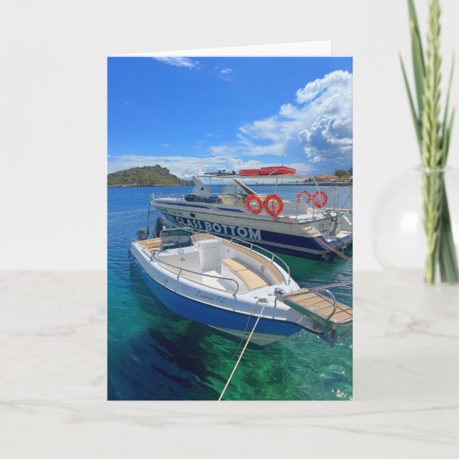 Fishing Boats Zakynthos Greece Card (Front)