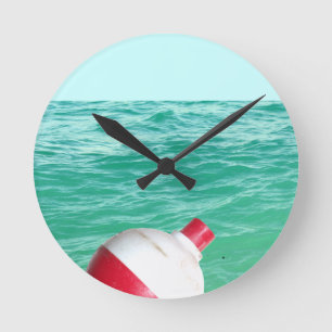 Fishing Bobber in Water Round Clock