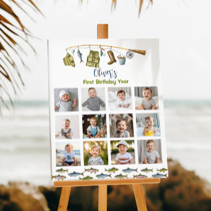 Fishing Boy Birthday Photo Milestone Sign