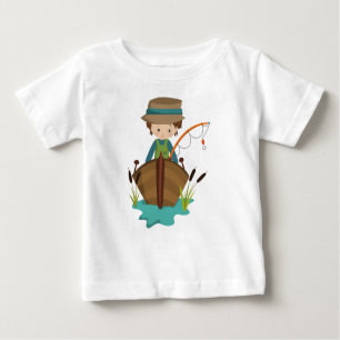 Fishing Boy, Fisherman, Fishing Rod, Brown Hair Baby T-Shirt