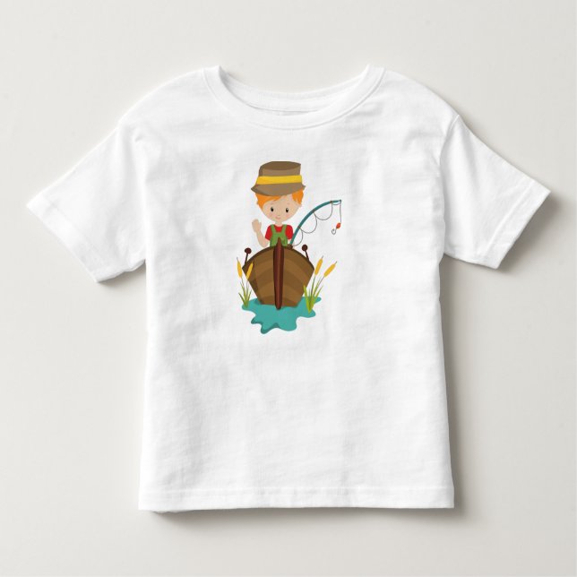 Fishing Boy, Fisherman, Fishing Rod, Orange Hair Toddler T-Shirt (Front)